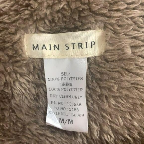 Main Strip Brown Teddy‎ Drape Front Vest - Picture 6 of 7